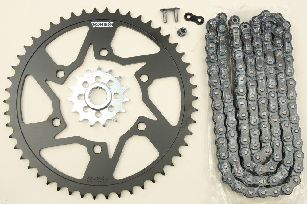 Vortex Sprocket/Chain Kit Stl/Stl 15/50T Sil Sx3 520-116L Blk CK6317