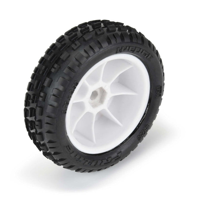 Pro-Line Racing 1/18 Wedge Front Carpet Mini-B Tires Mounted 8mm White Wheels 2 PRO829813