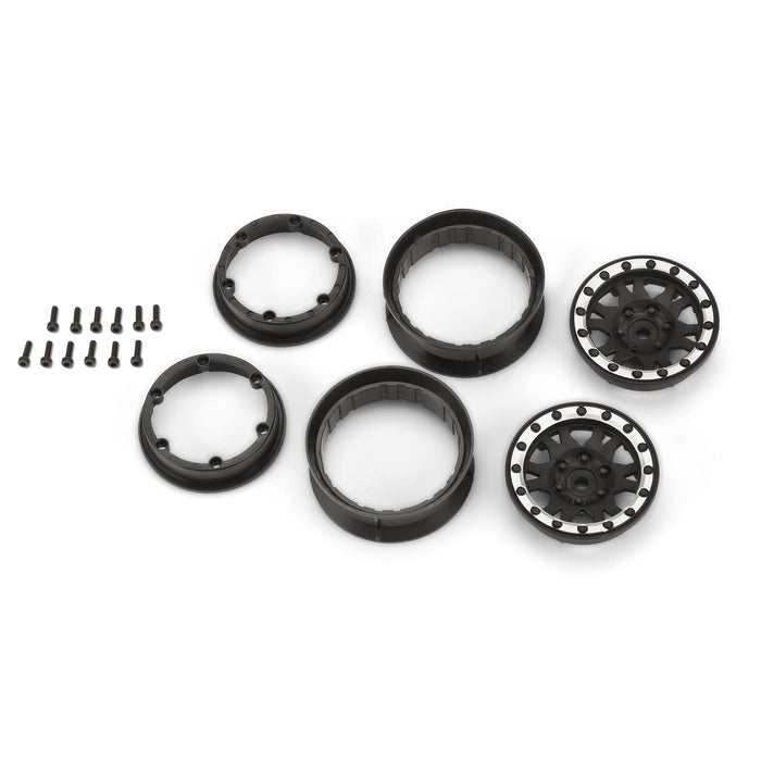 Proline Racing PRO276913 1.9 in. Impulse Plastic Internal Bead-Loc Wheel&#44; Black & Silver