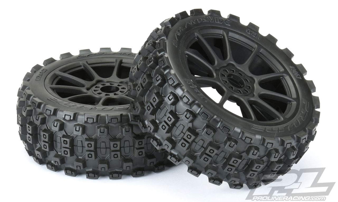 Pro-Line Racing Badlands MX M2 1/8 MTD Mach 10 Black Wheels F/R PRO906721