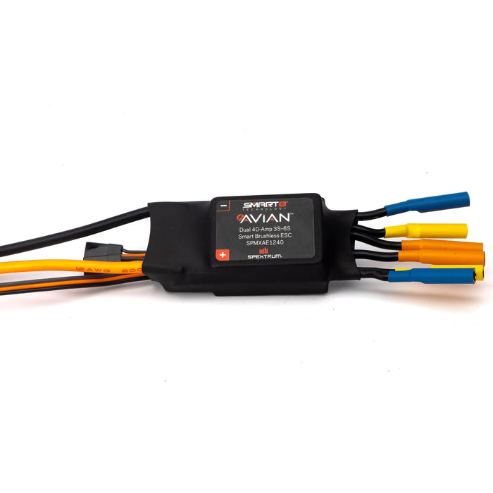 Spektrum SMART Avian Dual 40 Amp Brushless Smart ESC 3S 6S SPMXAE1240 Speed Controls Aircraft