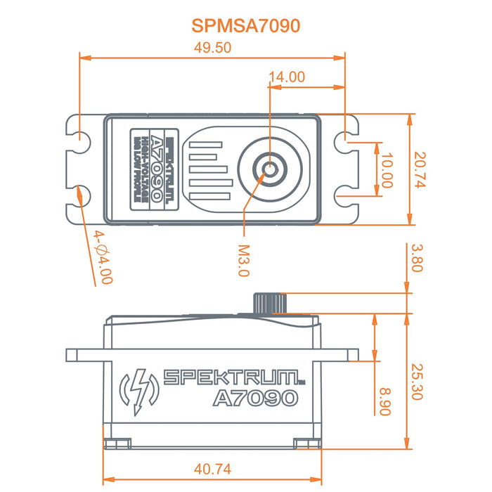 Spektrum A7090 Brushless Low Profile Metal Gear Hv Servo, Spmsa7090 SPMSA7090