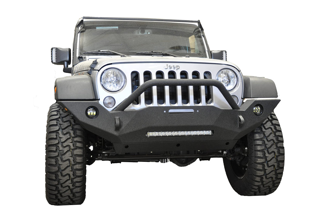 Dv8 Offroad Fbshtb-18 Front Bumper Fits 2007-2018 compatible with Jeep Wrangler Jk Full Size Winch Mount Included Integrated Bull Bar Auxiliary Light Cutouts FBSHTB-18