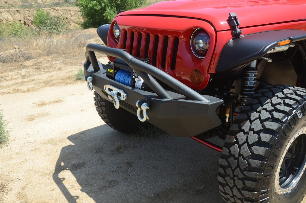 Dv8 Offroad Fbshtb-14| Front Bumper Fits 2007-2018 Wrangler Jk Mid Width Winch Mount Included Integrated Bull Bar Auxiliary Light Cutouts Abjl-01 Compliant For Wrangler Jl & Gladiator Jt FBSHTB-14