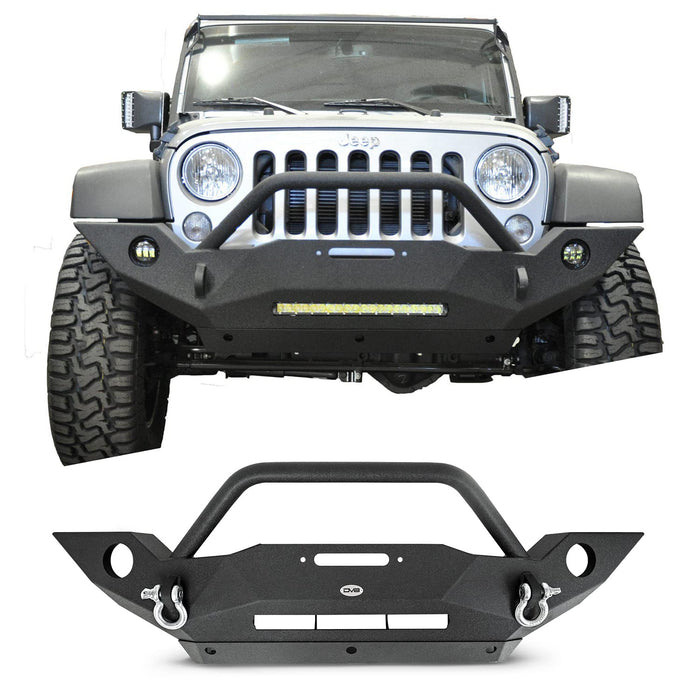 Dv8 Offroad Fbshtb-18 Front Bumper Fits 2007-2018 compatible with Jeep Wrangler Jk Full Size Winch Mount Included Integrated Bull Bar Auxiliary Light Cutouts FBSHTB-18