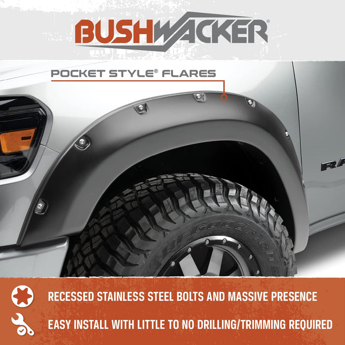 Bushwacker Pocket/Rivet Painted Bright White Fender Flares For 16-18 Ram 1500 50915-15