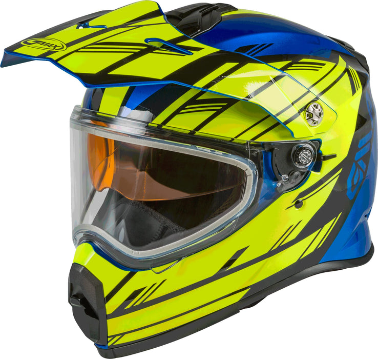 Gmax At-21S Adventure Dual Lens Shield Snow Helmet (Blue/Hi-Vis/Black, Medium) G2211045