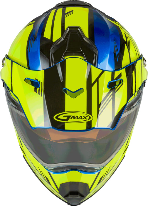 Gmax At-21S Adventure Dual Lens Shield Snow Helmet (Blue/Hi-Vis/Black, Medium) G2211045