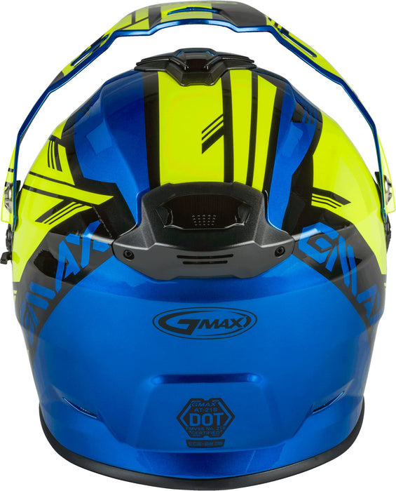 Gmax At-21S Adventure Dual Lens Shield Snow Helmet (Blue/Hi-Vis/Black, Medium) G2211045