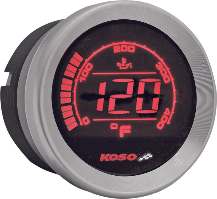 Koso North America Silver Bezel Hd-O2 Oil Temperature Gauge Ba050500 BA050500