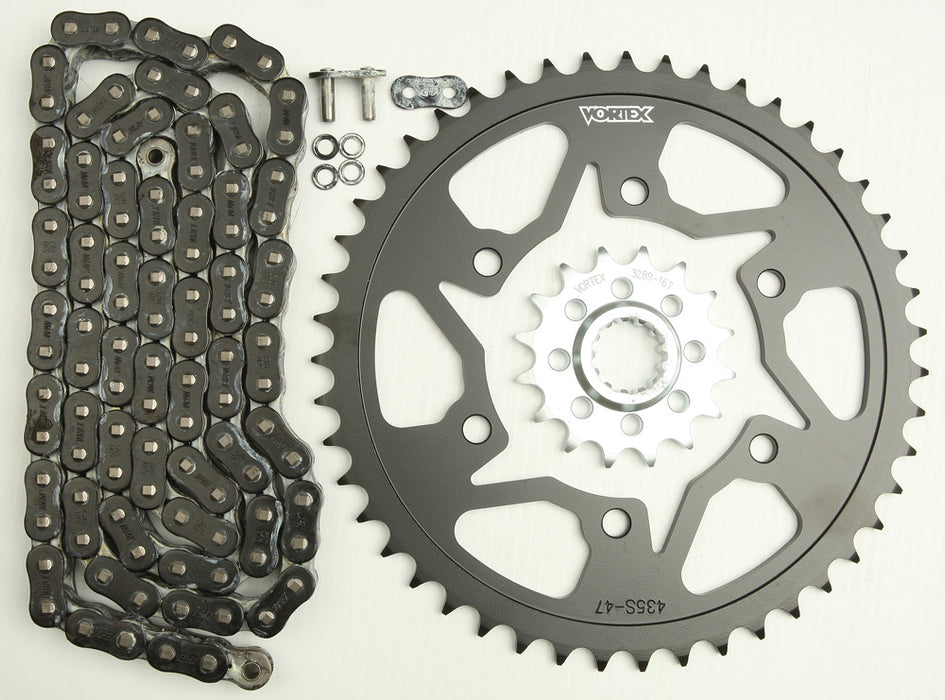 Vortex Sprocket/Chain Kit Stl/Stl 16/47T Sil Rx3 520-118L Blk CK6362