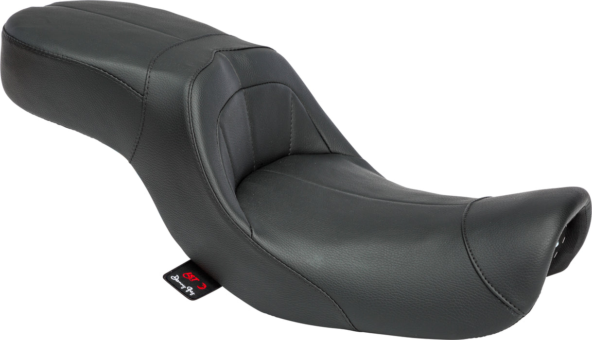 Danny Gray Black Vinyl Tourist 2-Up Air Touring Seat For Harley Dyna 06-17 Model FA-DGE-0316